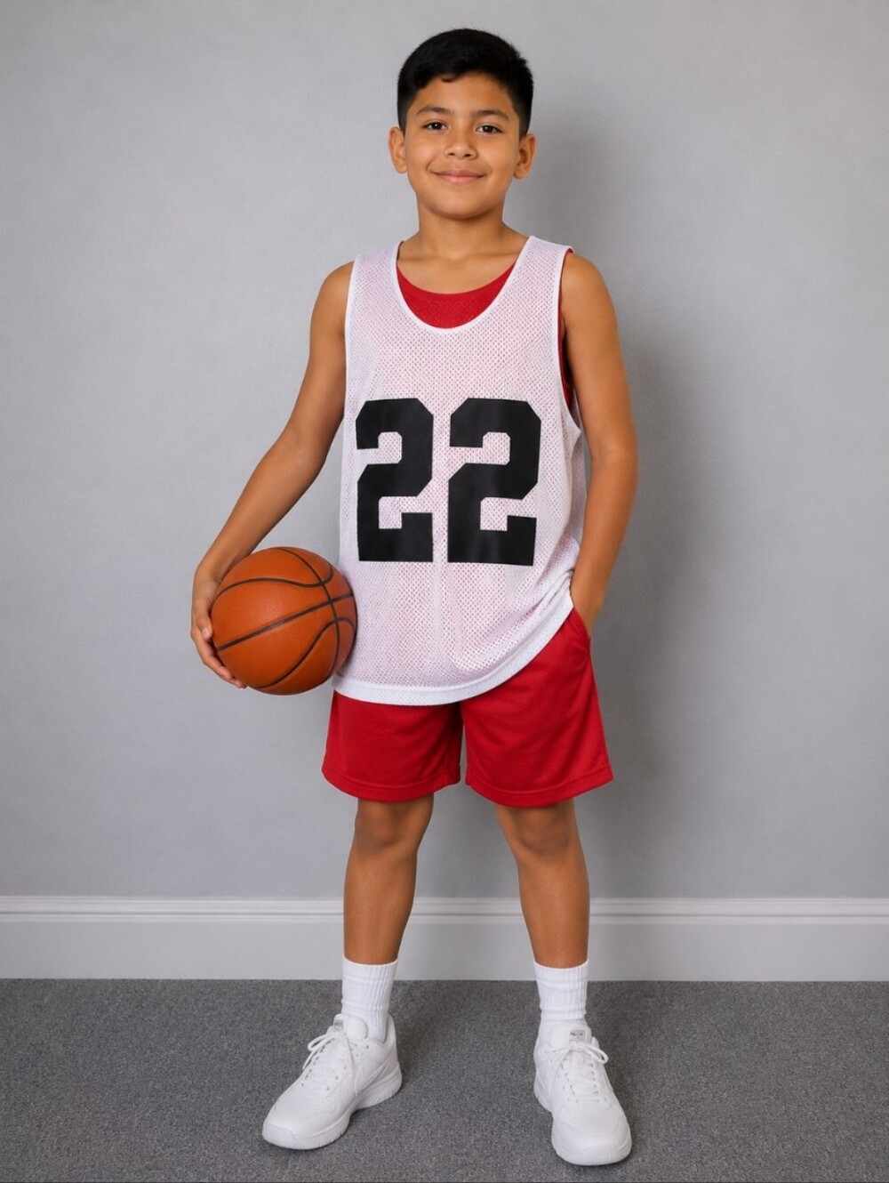 DICKS Reversible Basketball Practice Jersey Red White Small  Number 22